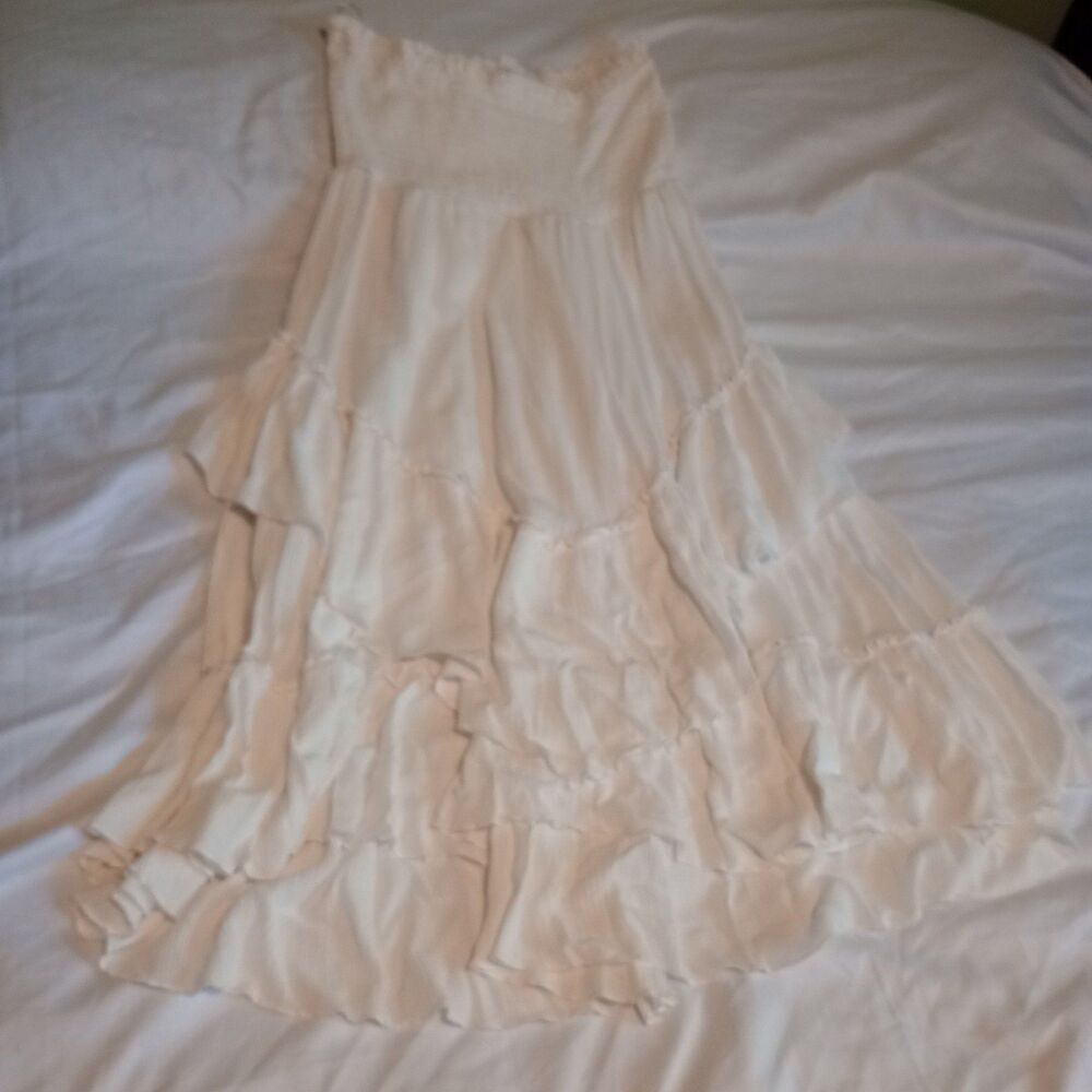 Blue Blossom White Convertible Midi Skirt/Dress Sz. L. Bridal Shower Honeymoon